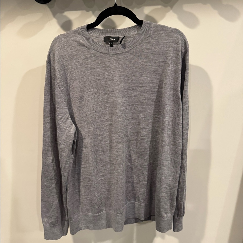 Theory Men's Heather Gray Crewneck Sweater